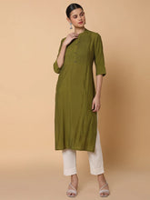 Women Solid Green Straight Kurta-RF-2562-Green